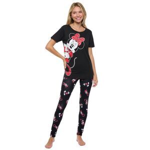 Disney Womens Mickey and Minnie Mouse T-Shirt & Leggings 2-Piece Loungewear Set